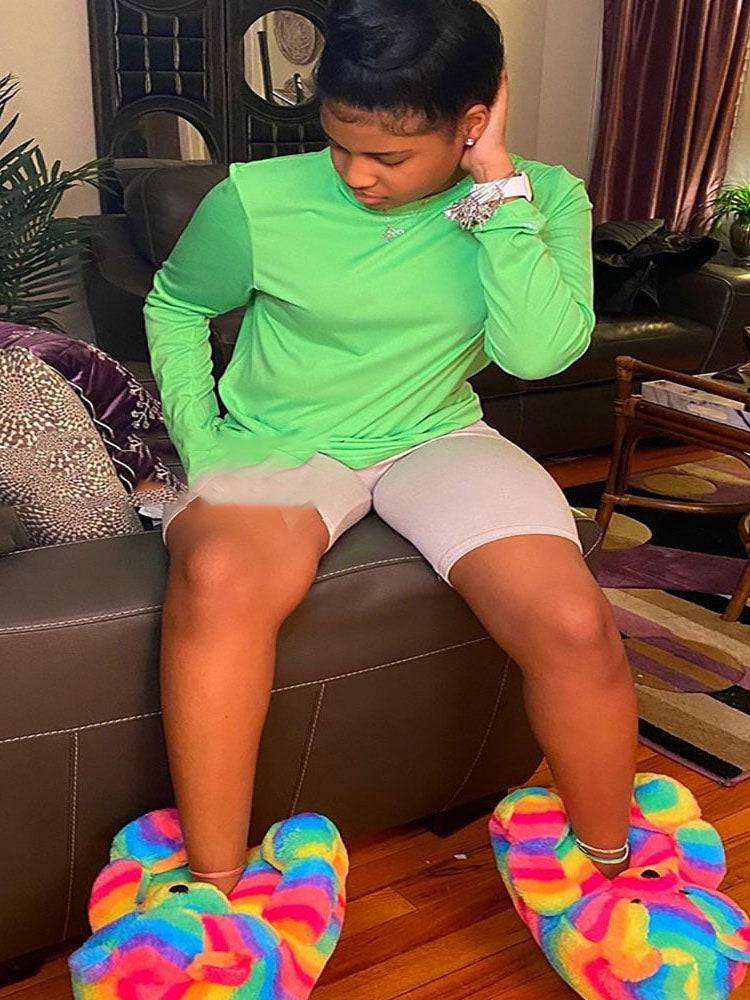 Fluffy Teddy Bear Slippers - Elara Row