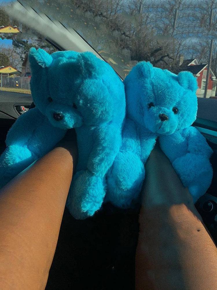 Fluffy Teddy Bear Slippers - Elara Row