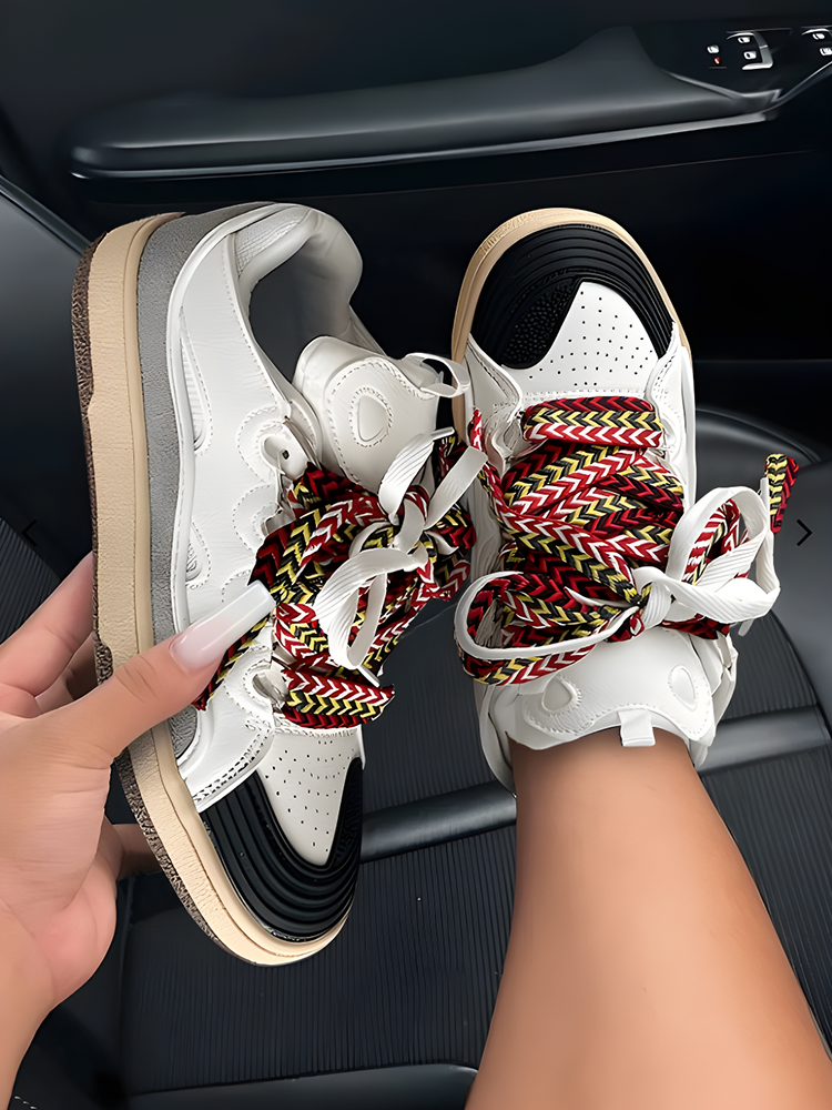 Contrast Lace-up Sneakers - Elara Row