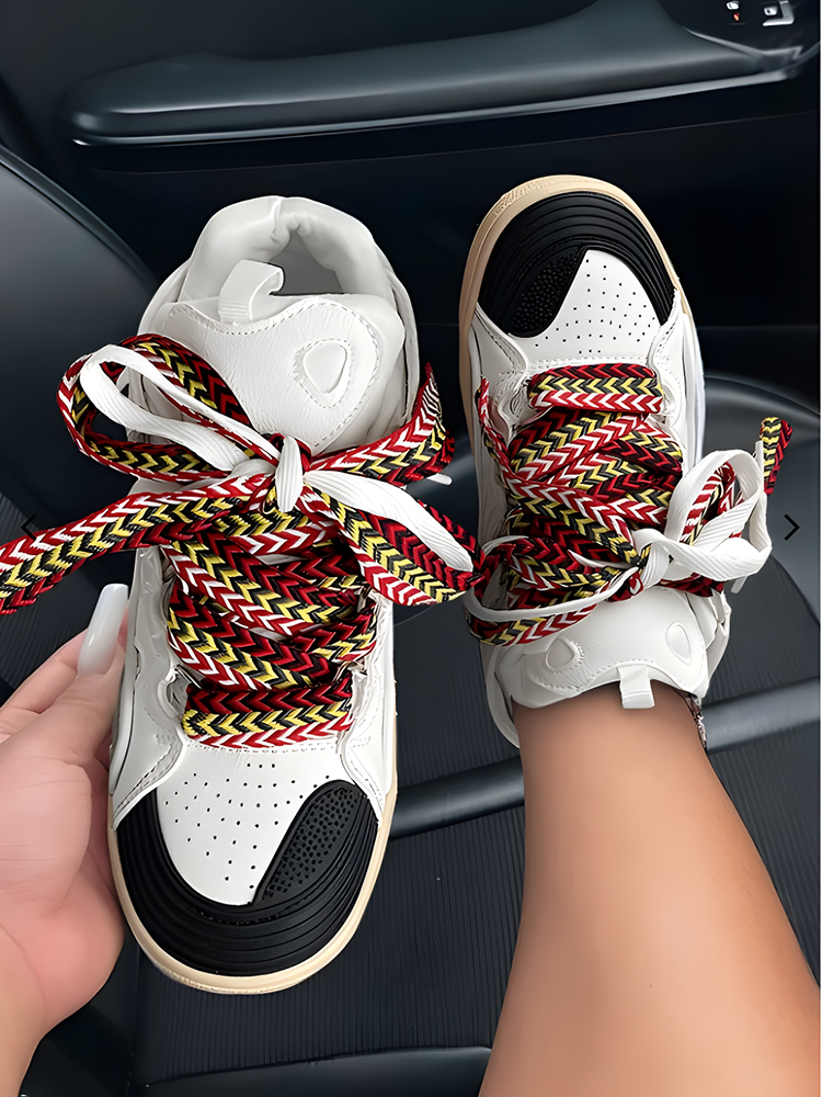 Contrast Lace-up Sneakers - Elara Row