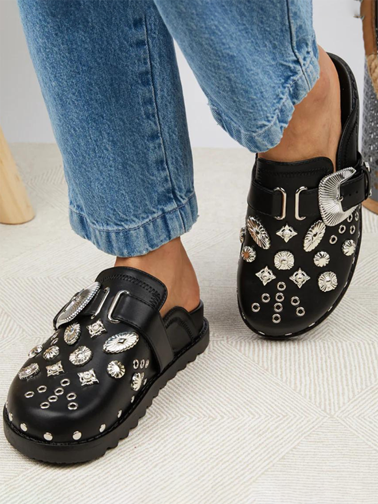 Buckle Slip On Slides - Elara Row