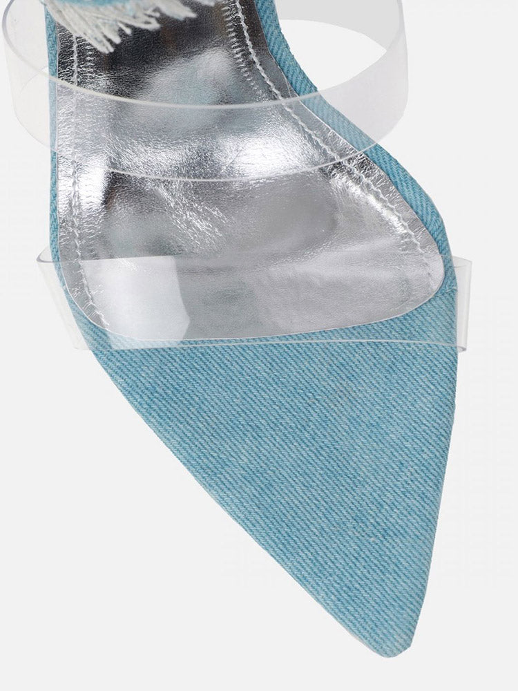 Denim Spiral Strap Sandals - Elara Row