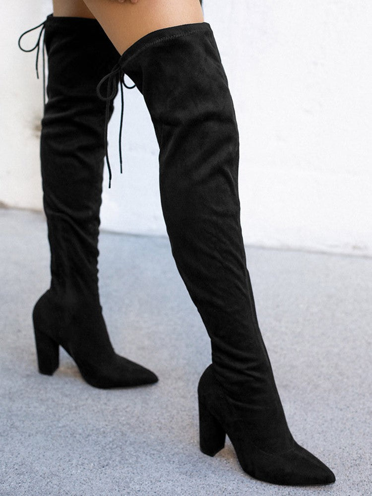 Suede Tie Back Boots - Elara Row