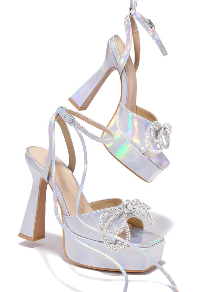 Bow Lace-up Platform Heels - Elara Row